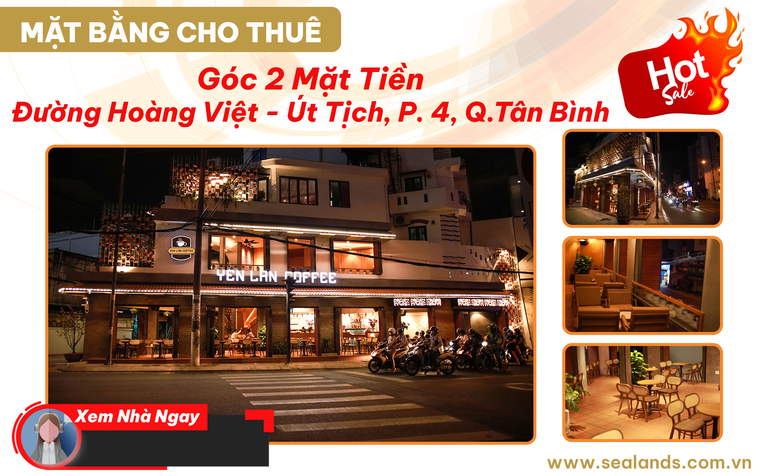 CHo thuê nhà góc 2 mặt tiền 33 Hoàng Việt + Út Tịch, Phường 4, Quận Tân Bình (mũi tàu)